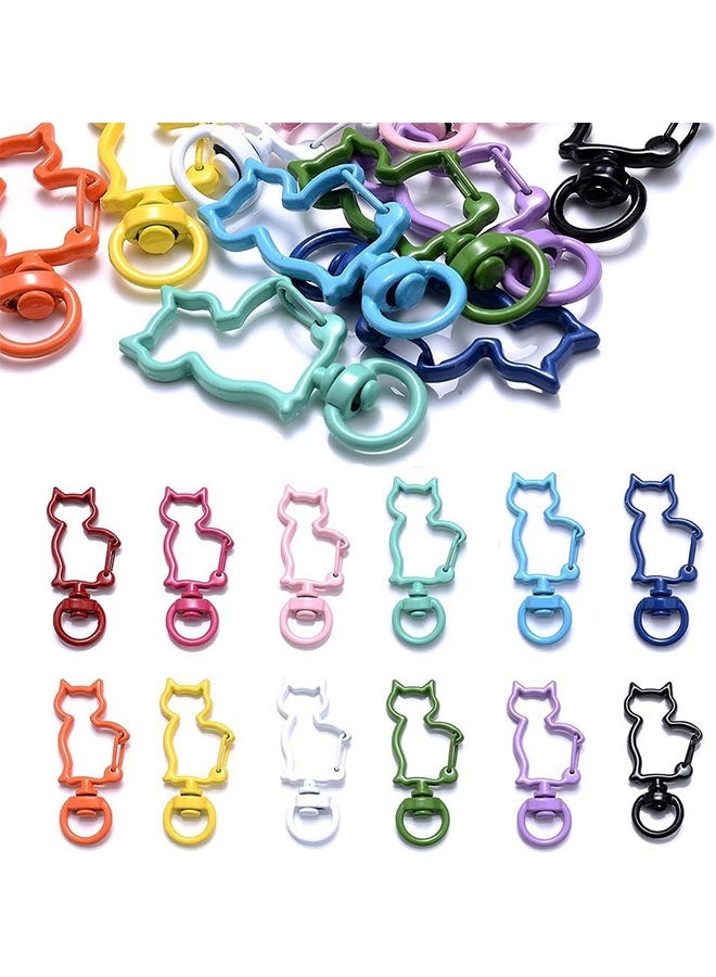 12PCS Colorful Metal Cat Design Spring Snap Keychain ，Clip Alloy Multicolor Metal Swivel Clasps， Swivel Lanyard Snap Hook，Colorful Keychain Lobster Clasps DIY Jewelry - Image 1