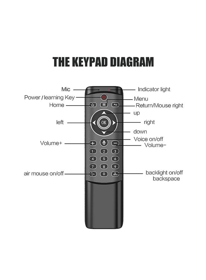 HuHa 2.4 GHz Wireless Microphone Remote Control With Gyroscope IR Learning Backlit Air Mouse Black  - Image 2
