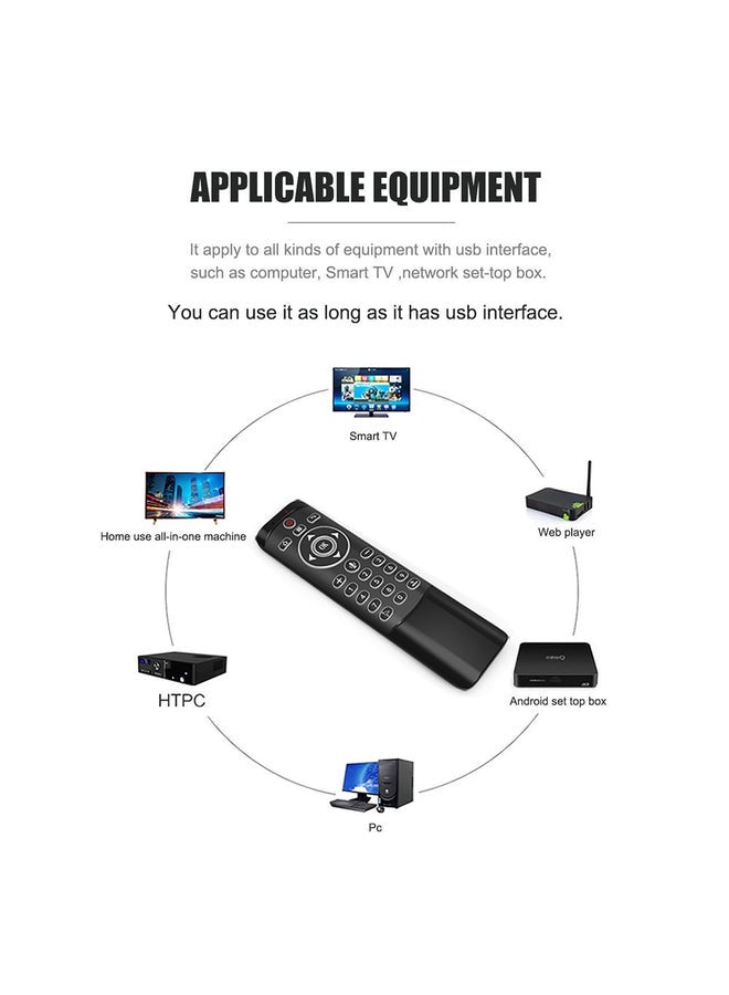 HuHa 2.4 GHz Wireless Microphone Remote Control With Gyroscope IR Learning Backlit Air Mouse Black  - Image 3