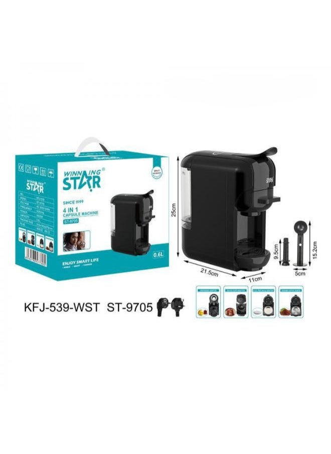 Winning Star - Electric Capsule Coffee Machine BlackSt-9705 - Image 1