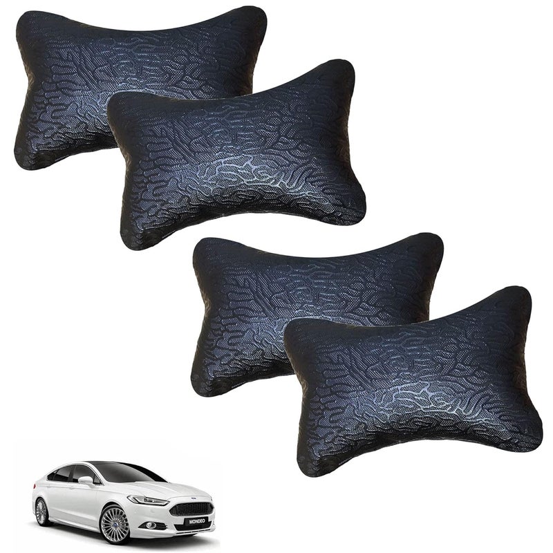 AutokraftZ AutokraftZ Classy and Soft Car Neck Rest Pillow Abstract Print in BlackSet of 4 for Mondeo_PR523  - Image 1