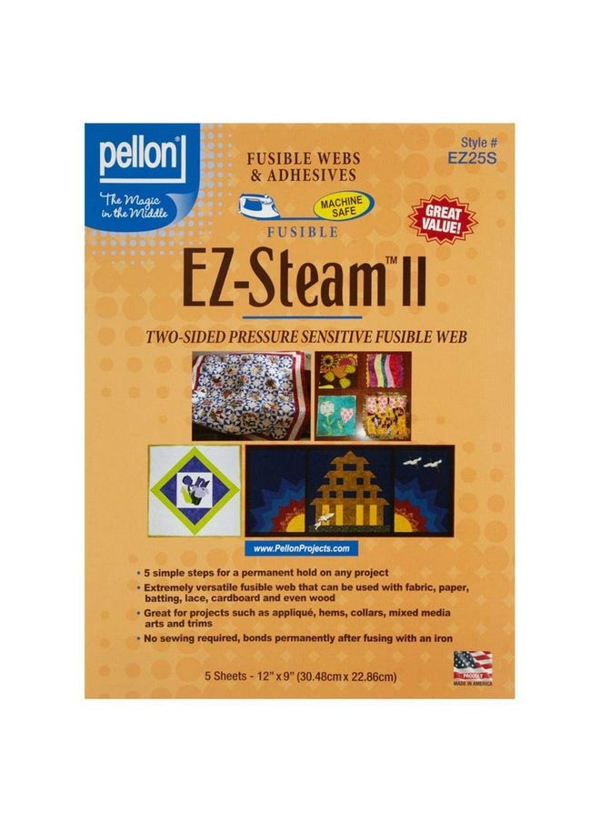 بيلون ورق Pellon EZ Steam II مقاس 12 بوصة × 9 بوصة، 5 قطع، أبيض 