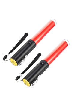 Traffic Wand, 2 Pieces LED Light Signal Safety Wand Work Flashlight with Flashing Modes & Lanyard, Emergency for Outdoor Camping Hiking, 11 Inch