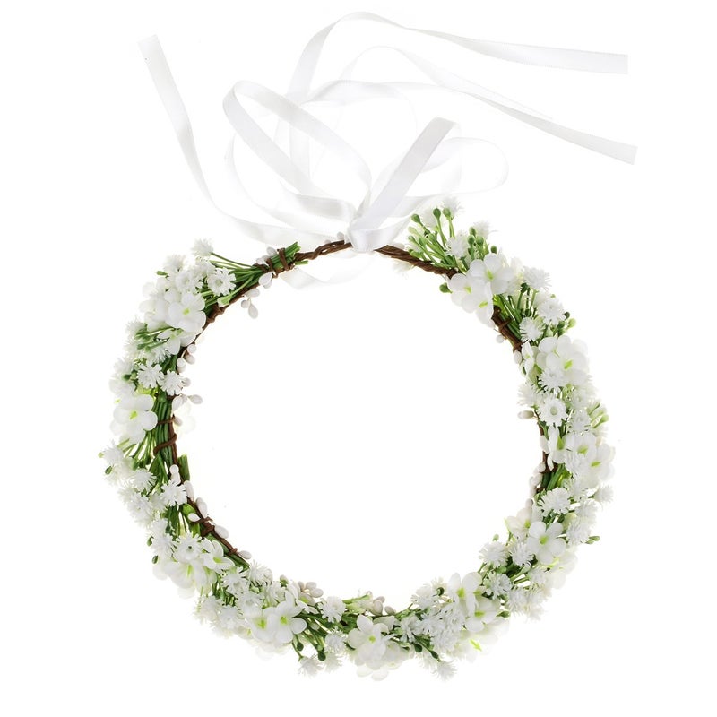 Floral Fall Artificial Baby Breath Flower Halo Wedding Crown Pink Bridal Headpiece Greenery Crown HC24 White Flower
