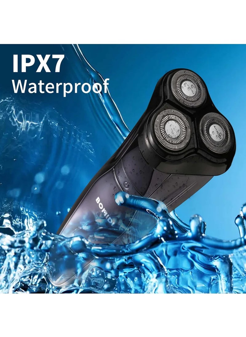 Bomidi M5 Electric Shaver Wireless Electric Razor Beard Trimmer Wet & Dry Hair Shaver Rechargeable Type-C IPX7 Waterproof - Black