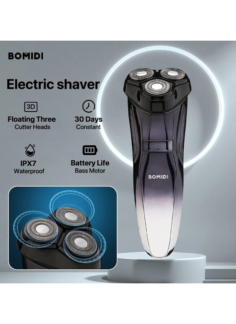 Bomidi M5 Electric Shaver Wireless Electric Razor Beard Trimmer Wet & Dry Hair Shaver Rechargeable Type-C IPX7 Waterproof - Black
