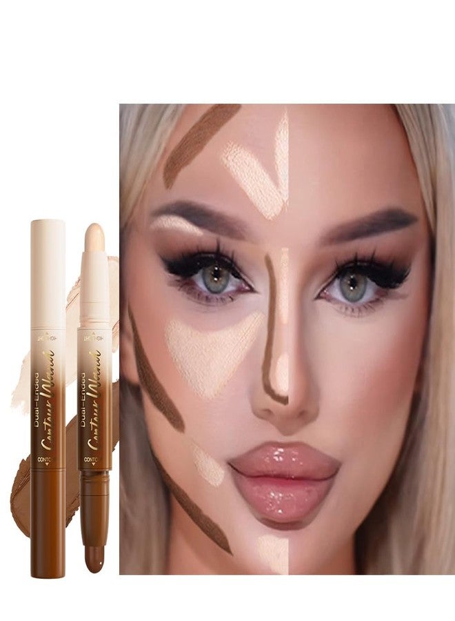 QIDSTERS 2in1 Cream Contour Highlighter Stick, Neutral Bronzer Makeup Sticks, Applies Dual-Ended Sculpting Stick for Face Body, Long Lasting Waterproof No Smudging, Suitable for Makeup Beginners-Fair - Image 1