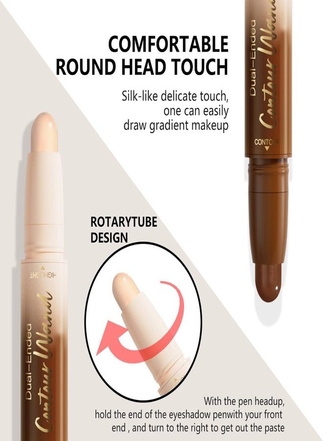 QIDSTERS 2in1 Cream Contour Highlighter Stick, Neutral Bronzer Makeup Sticks, Applies Dual-Ended Sculpting Stick for Face Body, Long Lasting Waterproof No Smudging, Suitable for Makeup Beginners-Fair - Image 3