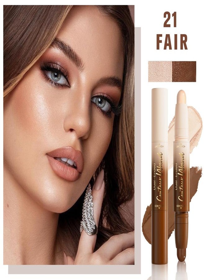 QIDSTERS 2in1 Cream Contour Highlighter Stick, Neutral Bronzer Makeup Sticks, Applies Dual-Ended Sculpting Stick for Face Body, Long Lasting Waterproof No Smudging, Suitable for Makeup Beginners-Fair - Image 2