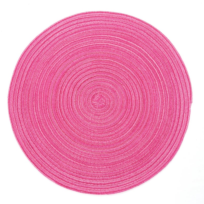SHACOS Round Braided Placemats Set of 6 Cotton Round Place Mats 15 inch Washable Table Mats for Holiday Party (Hot Pink, 6) - Image 3