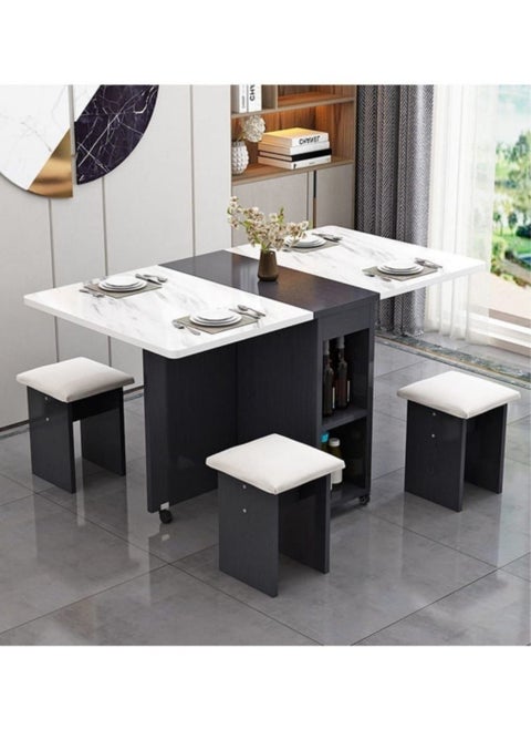 Folding Dining Table,Dining Table, Removablefolding Dining Table, Dining Table Set For 4 Spacesaving Dining Table For Tight Spaces With 4 Chairshalfblack