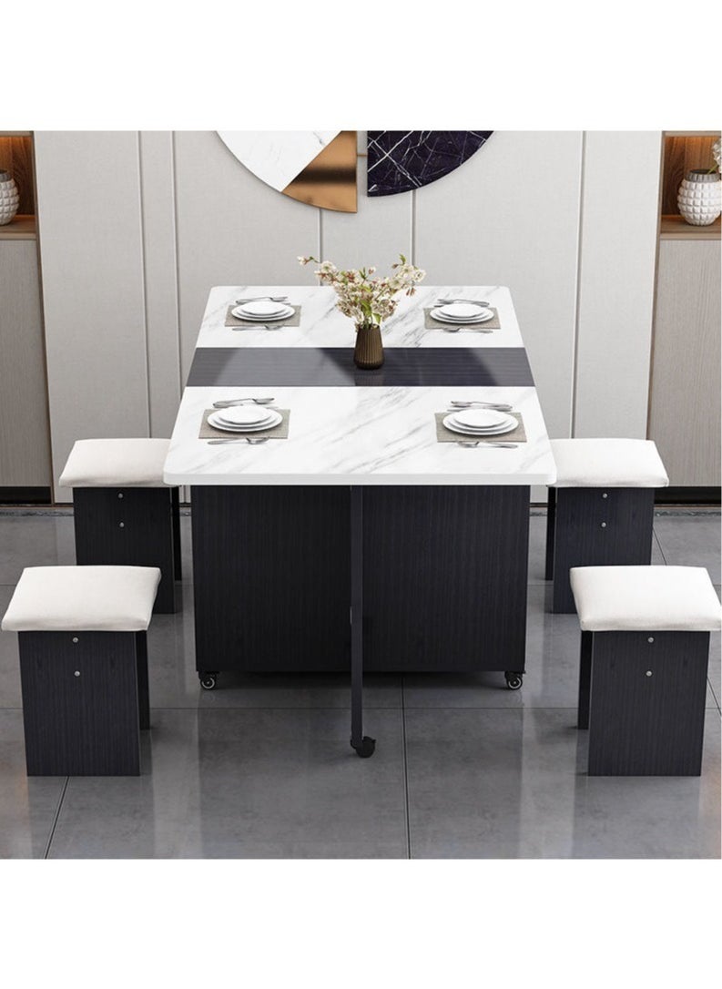 Generic - Folding Dining Table,Dining Table, Removablefolding Dining Table, Dining Table Set For 4 Spacesaving Dining Table For Tight Spaces With 4 Chairshalfblack - Image 1
