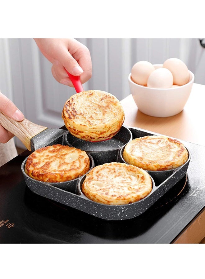 4-Cup Non-Stick Fried Egg Frying Pan, 13.5 x 7 Inch Multi-Hole Poached Egg & Pancake Skillet, Omelet Burger Maker, Compatible with Gas Stove and Induction Cooktop for Home Kitchen & Outdoor Camping - Image 2