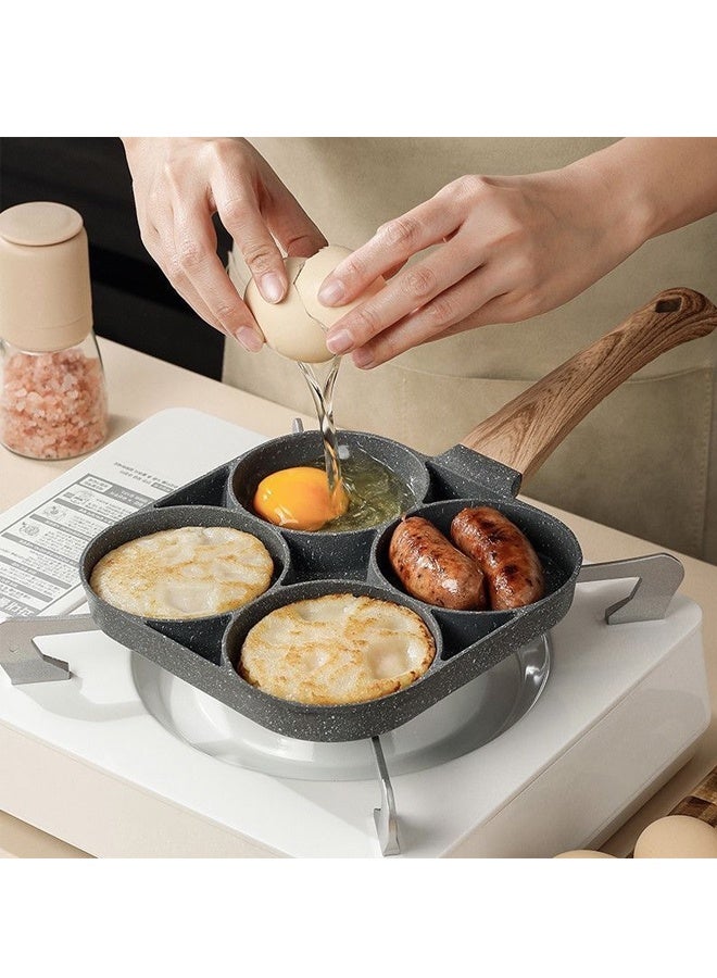 4-Cup Non-Stick Fried Egg Frying Pan, 13.5 x 7 Inch Multi-Hole Poached Egg & Pancake Skillet, Omelet Burger Maker, Compatible with Gas Stove and Induction Cooktop for Home Kitchen & Outdoor Camping - Image 5