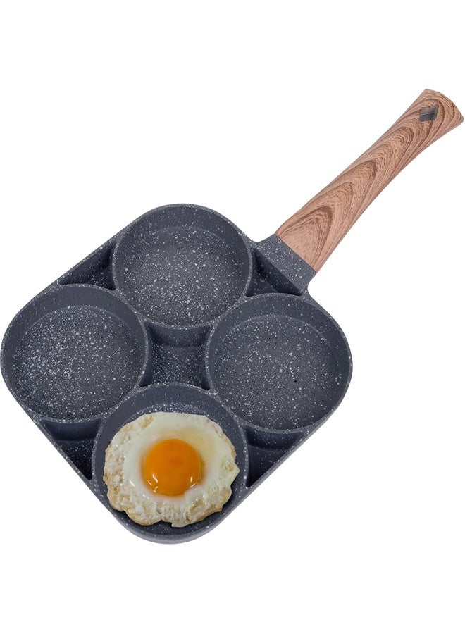 4-Cup Non-Stick Fried Egg Frying Pan, 13.5 x 7 Inch Multi-Hole Poached Egg & Pancake Skillet, Omelet Burger Maker, Compatible with Gas Stove and Induction Cooktop for Home Kitchen & Outdoor Camping - Image 1