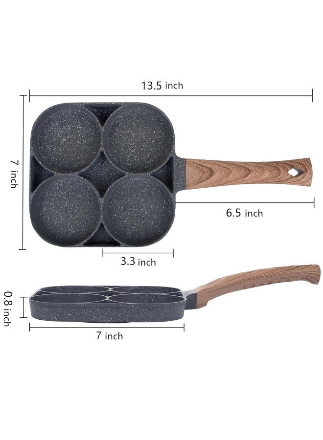 4-Cup Non-Stick Fried Egg Frying Pan, 13.5 x 7 Inch Multi-Hole Poached Egg & Pancake Skillet, Omelet Burger Maker, Compatible with Gas Stove and Induction Cooktop for Home Kitchen & Outdoor Camping - Image 4
