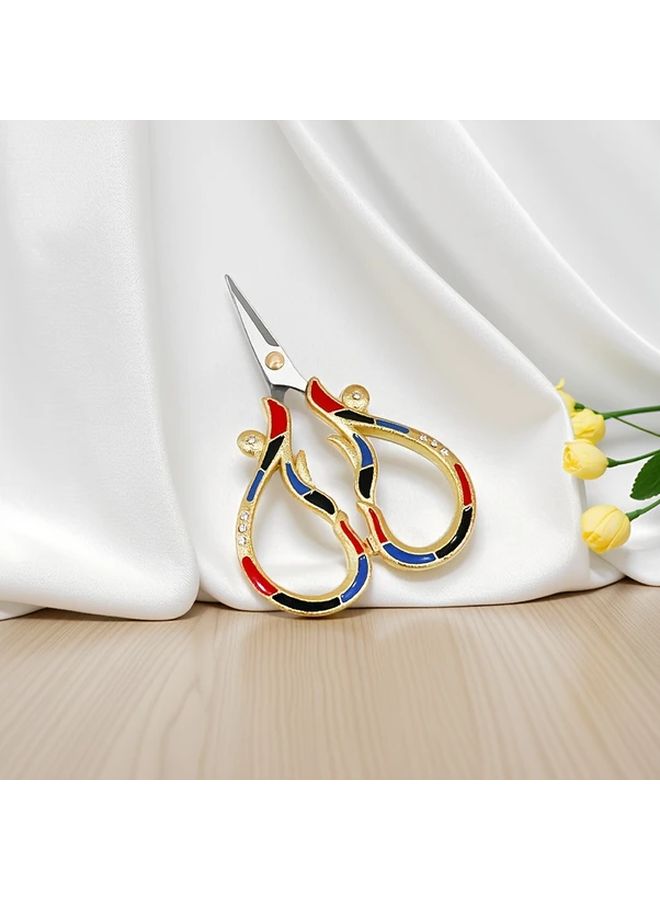 Premium Stainless Steel Orchid Embroidery Scissors Red Black Blue Handcrafted for Tea Bags and Craft Projects Durable Precision Cutting Tool for Home Use - Image 1
