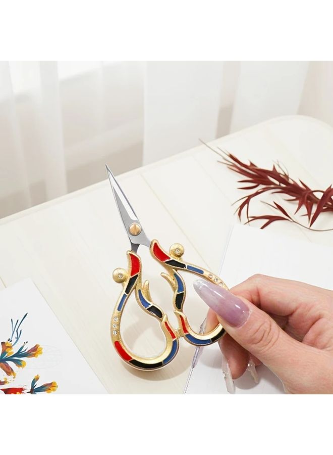Premium Stainless Steel Orchid Embroidery Scissors Red Black Blue Handcrafted for Tea Bags and Craft Projects Durable Precision Cutting Tool for Home Use - Image 3