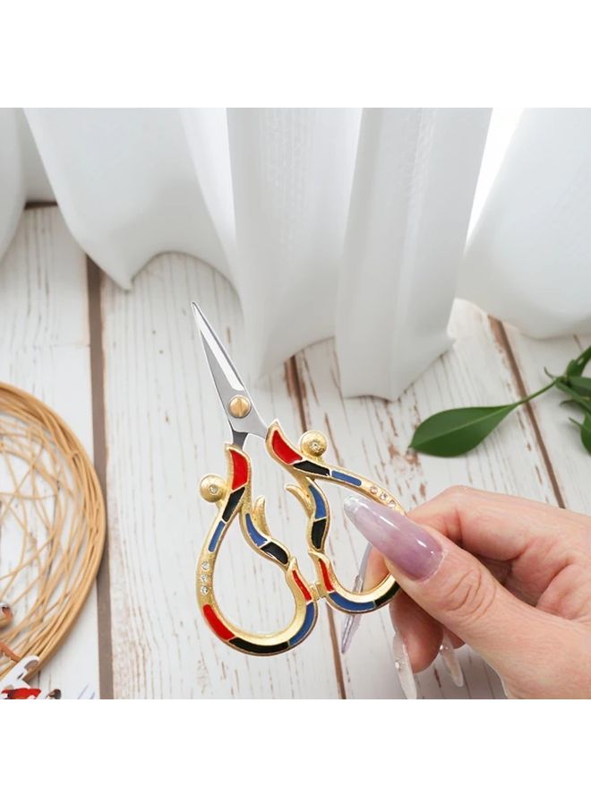 Premium Stainless Steel Orchid Embroidery Scissors Red Black Blue Handcrafted for Tea Bags and Craft Projects Durable Precision Cutting Tool for Home Use - Image 4
