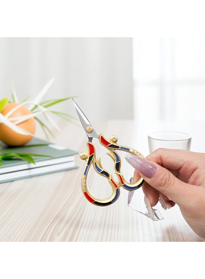 Premium Stainless Steel Orchid Embroidery Scissors Red Black Blue Handcrafted for Tea Bags and Craft Projects Durable Precision Cutting Tool for Home Use - Image 5