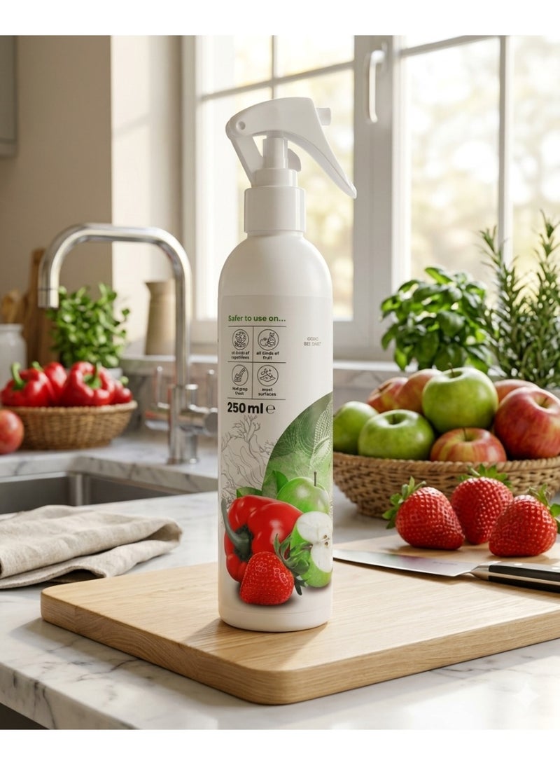 Dew Kinder Safer Fruit and Veggie Cleaner Spray 250ml | Hypoallergenic & Chemical Free | Effective Pesticide and Bacteria Remover - Image 1