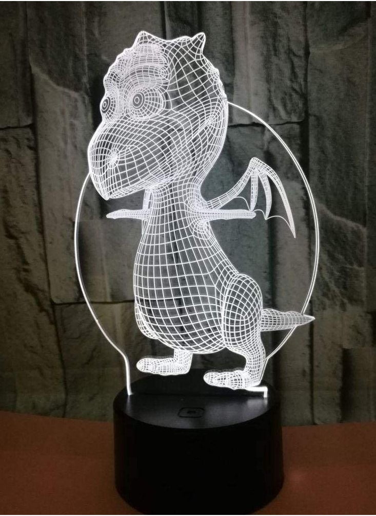 althiqahkey - Dinosaur 3D Multicolor Night Light colorful gradient color touch remote control LED visual light children's birthday gift atmosphere small table lamp - Image 1