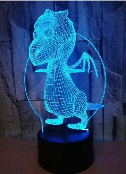 Dinosaur 3D Multicolor Night Light colorful gradient color touch remote control LED visual light children's birthday gift atmosphere small table lamp