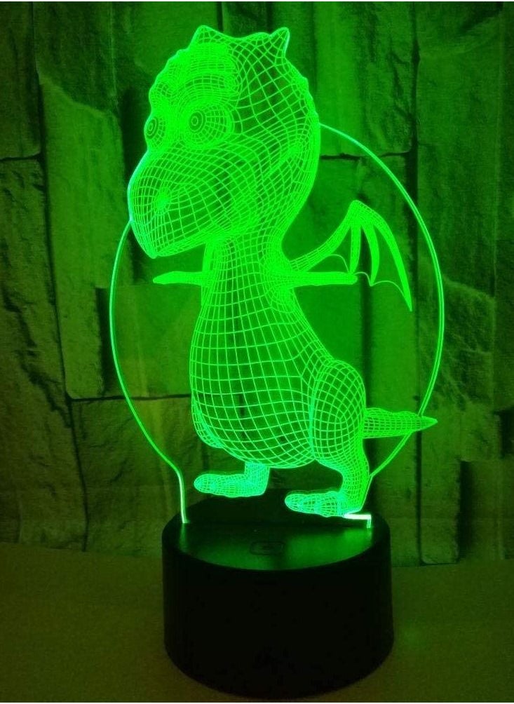 althiqahkey - Dinosaur 3D Multicolor Night Light colorful gradient color touch remote control LED visual light children's birthday gift atmosphere small table lamp - Image 1