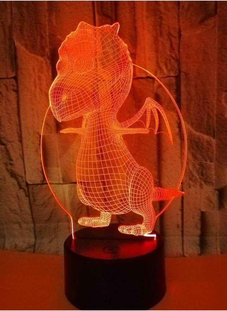 althiqahkey - Dinosaur 3D Multicolor Night Light colorful gradient color touch remote control LED visual light children's birthday gift atmosphere small table lamp - Image 1