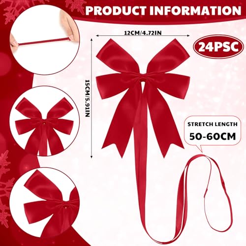 Jetec 24 Pieces Christmas Elastic Bows for Gift Boxes Stretch Loops with Bows Christmas Elastic Ribbon Crafts for Boxes Gift Wrapping2024 InchBurgundy - Image 3