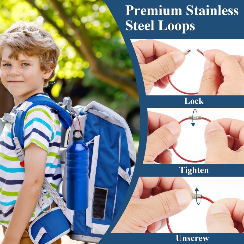 PEASUG 32 Pack 6 Inch Wire Keychain Cable, 2mm Thick Cable Stainless Steel Key Ring, Luggage Tags Loops for Keyrings, Key Tags, Luggage Tags, Kitchen Utensils-Assorted Colors - Image 3