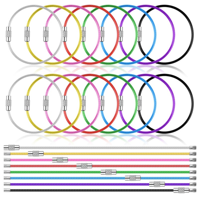 PEASUG 32 Pack 6 Inch Wire Keychain Cable, 2mm Thick Cable Stainless Steel Key Ring, Luggage Tags Loops for Keyrings, Key Tags, Luggage Tags, Kitchen Utensils-Assorted Colors - Image 1