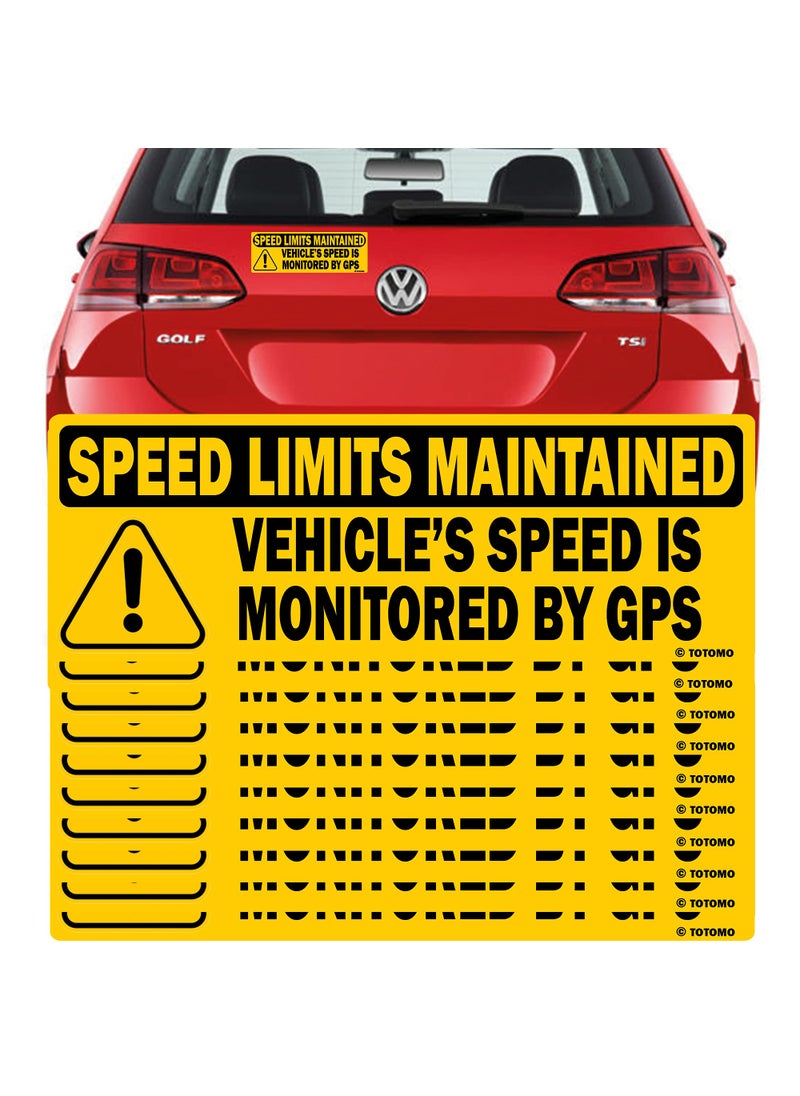 TOTOMO TOTOMO 10pk Vehicle Speed is Monitored by GPS Speed Limits are maintained Sticker 10x35 Highly Reflective Premium Quality Fleet Car Truck Van Safety Caution Sign 