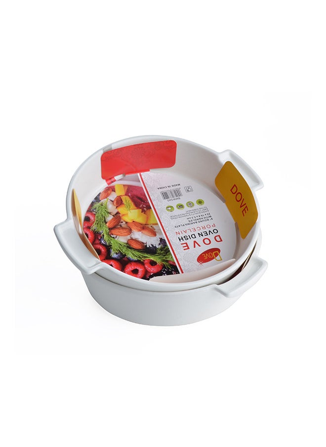 Dove 2-Piece Round Porcelain Baking Dish With Handles 9 Inch 23x19.8x5.3CM White  - Image 3