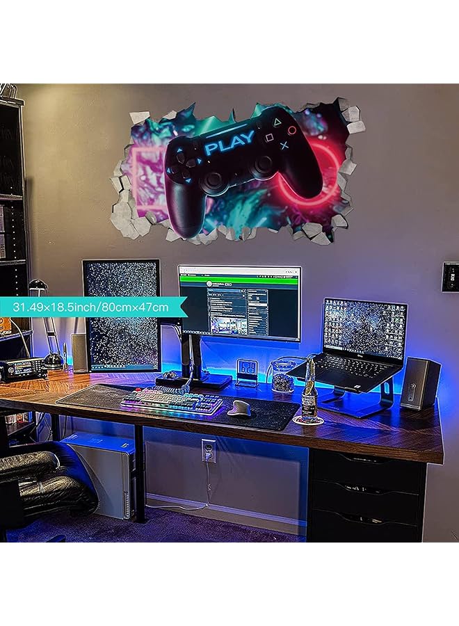 erorex 3D Gaming Wall Sticker For Boys Bedrooms Walls Xbox Gamer Wall Art Decal Minecraft Ps4 Game Wall Decor For Boys Room Video Game Stuff For Teenager Boys Gifts Room Decorations 80 X 47 Cm - Image 3