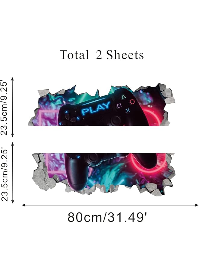 erorex 3D Gaming Wall Sticker For Boys Bedrooms Walls Xbox Gamer Wall Art Decal Minecraft Ps4 Game Wall Decor For Boys Room Video Game Stuff For Teenager Boys Gifts Room Decorations 80 X 47 Cm - Image 5