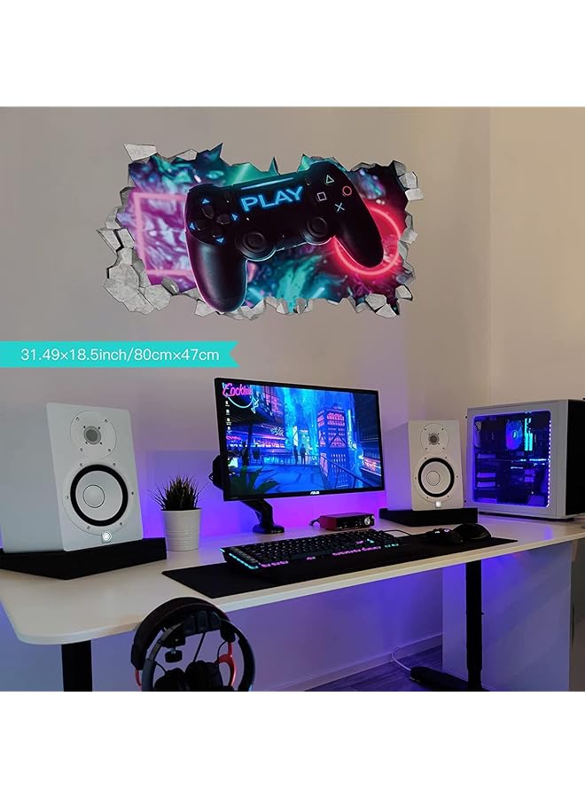 erorex 3D Gaming Wall Sticker For Boys Bedrooms Walls Xbox Gamer Wall Art Decal Minecraft Ps4 Game Wall Decor For Boys Room Video Game Stuff For Teenager Boys Gifts Room Decorations 80 X 47 Cm - Image 4