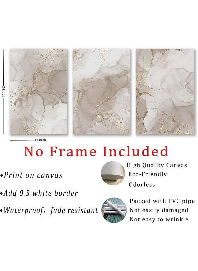 Home Trove Marble Wall Painting Gold Foil Canvas Painting White and Gold Wall Art Canvas Marble Canvas Wall Art Beige Abstract Painting Marble Texture Wall Art Minimalist Abstract Art Prints 16x24inchx3 No Frame  - Image 3