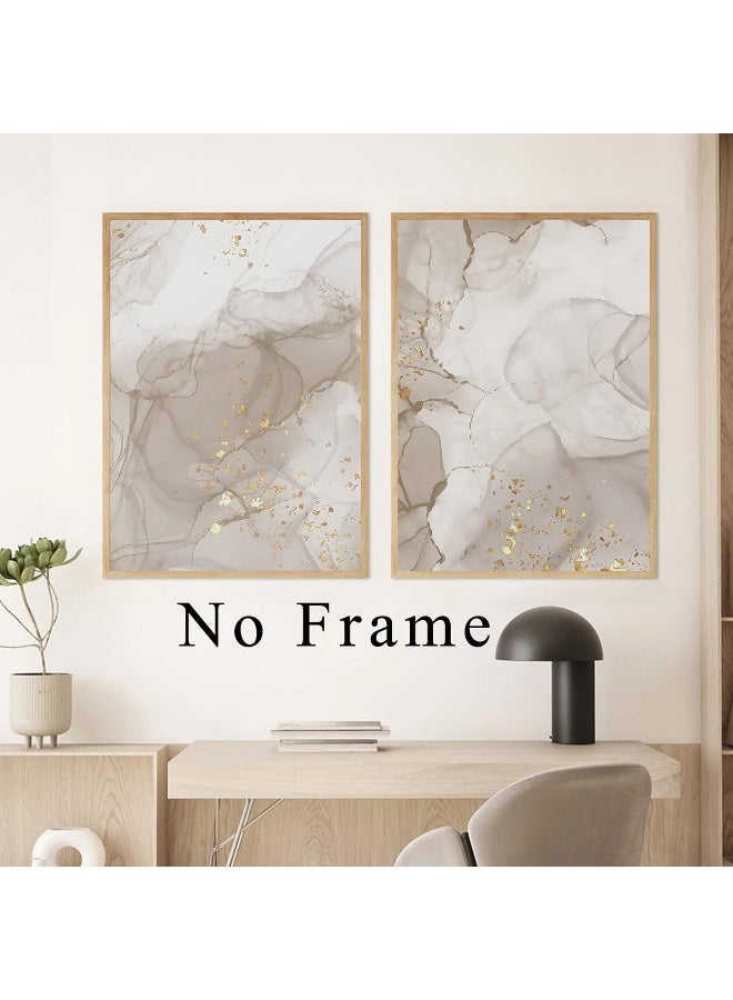Home Trove Marble Wall Painting Gold Foil Canvas Painting White and Gold Wall Art Canvas Marble Canvas Wall Art Beige Abstract Painting Marble Texture Wall Art Minimalist Abstract Art Prints 16x24inchx3 No Frame  - Image 5