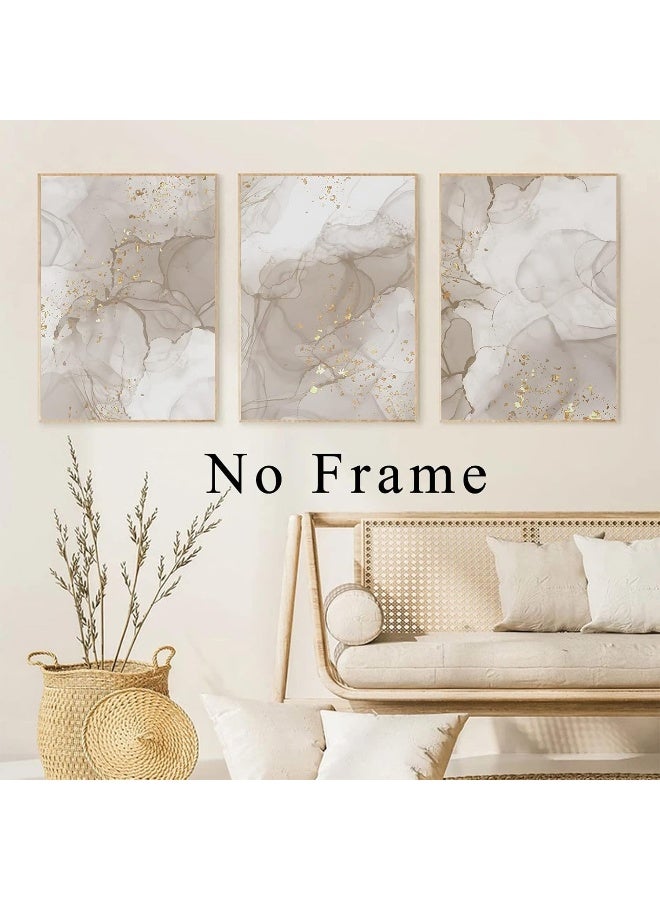 Home Trove Marble Wall Painting Gold Foil Canvas Painting White and Gold Wall Art Canvas Marble Canvas Wall Art Beige Abstract Painting Marble Texture Wall Art Minimalist Abstract Art Prints 16x24inchx3 No Frame  - Image 2