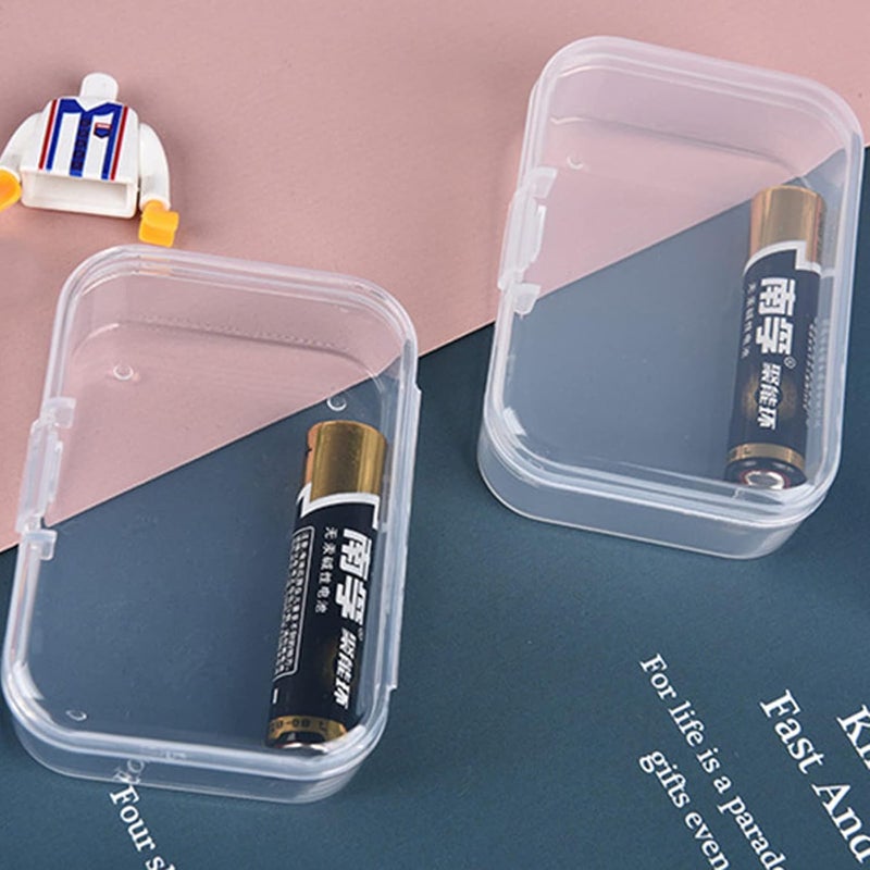 Thintinick Mini Clear Plastic Storage Containers, 2.56x1.77x0.79 inch | 100 Pack, Rectangular, Hinged Lid, For Beads and Small Craft Items - Image 5