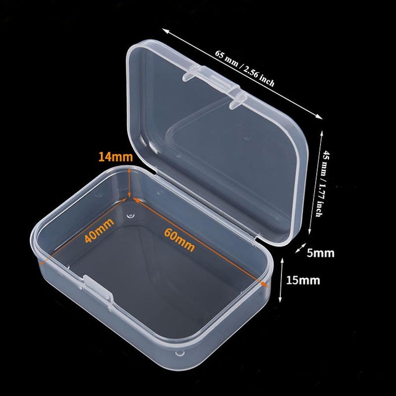 Thintinick Mini Clear Plastic Storage Containers, 2.56x1.77x0.79 inch | 100 Pack, Rectangular, Hinged Lid, For Beads and Small Craft Items - Image 2