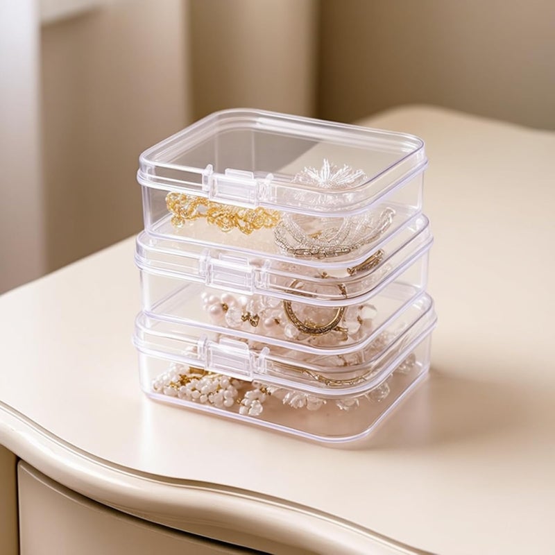 Thintinick Mini Clear Plastic Storage Containers, 2.56x1.77x0.79 inch | 100 Pack, Rectangular, Hinged Lid, For Beads and Small Craft Items - Image 3