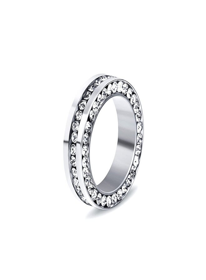 Fusamk Fashion Iced Out Ring Stainless Steel Band Ring(Steel(9)) - Image 2