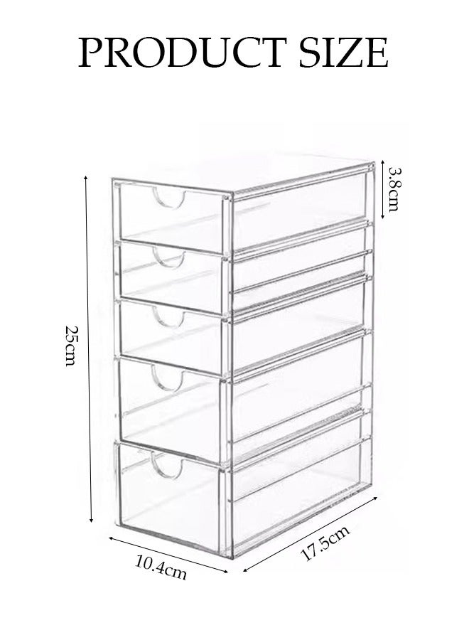 DUNISO Six-Layer Drawer-Type Acrylic Storage Box Display Box, Transparent Storage Dust-Proof Locker, Tea Bag, Cosmetics, Skin Care Storage Box, Suitable For Office, Dressing Table, Desk, Bathroom, Bedroom, Desktop Stackable Container - Image 2