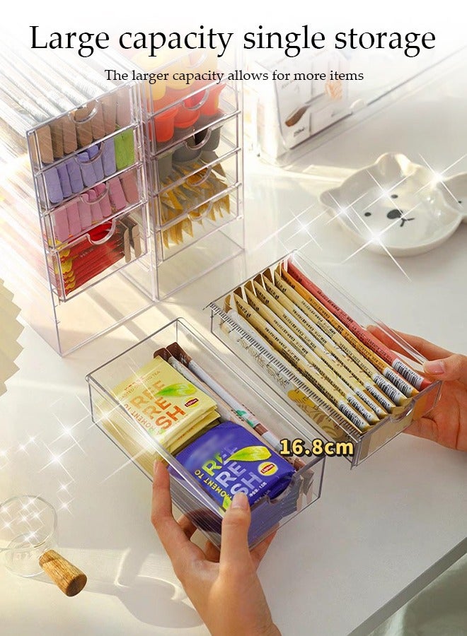 DUNISO Six-Layer Drawer-Type Acrylic Storage Box Display Box, Transparent Storage Dust-Proof Locker, Tea Bag, Cosmetics, Skin Care Storage Box, Suitable For Office, Dressing Table, Desk, Bathroom, Bedroom, Desktop Stackable Container - Image 5