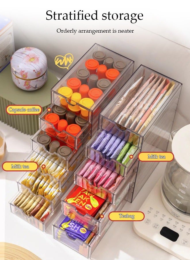 DUNISO Six-Layer Drawer-Type Acrylic Storage Box Display Box, Transparent Storage Dust-Proof Locker, Tea Bag, Cosmetics, Skin Care Storage Box, Suitable For Office, Dressing Table, Desk, Bathroom, Bedroom, Desktop Stackable Container - Image 4