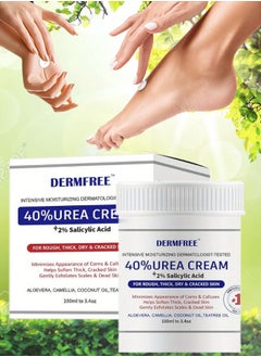 100ml 40% Urea Cream with 2% Salicylic Acid Intensive Moisturizing Hydrating Urea Cream for Rough Thick Dry Cracked Feet Hand Skin Remove Corn and Callus Exfoliates Soften Thick Dead Skin