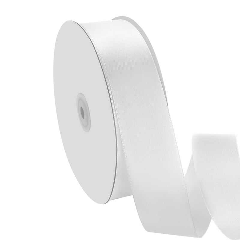 Quhora 112 x 100 Yards Satin Ribbon  Wide Silk White Ribbon with Spool  Ideal for Gift Wrapping Floral Bouquets Crafts Wedding Party Decorations Christmas and Sewing Projects