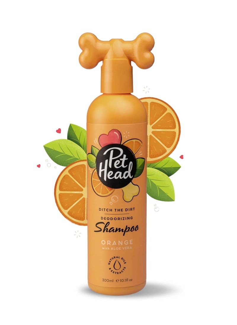 PET HEAD Dog Shampoo 300ml Ditch the Dirt Orange Scent Best Dog Shampoo for Smelly Dogs Deep Cleans Removes Odours Deodorising Vegan Pet Shampoo Professional Grooming Gentle Formula for Puppies  - Image 1
